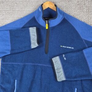 Ralph Lauren Polo Jeans Co. Fleece Half Zip Pullover Jacket Blue Men's‎ XL RL-67